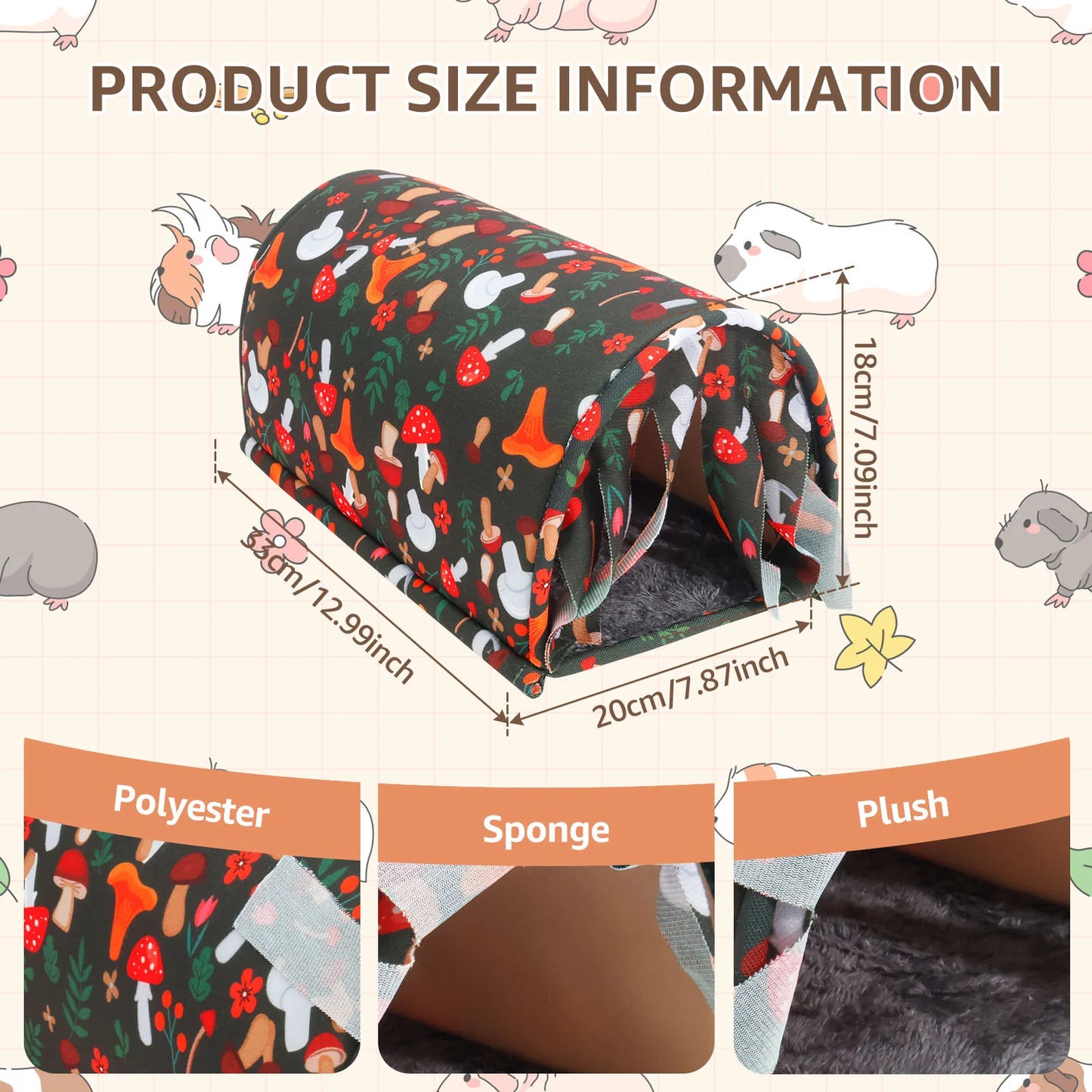 Guinea Pig Tunnel House Warm Bedding Cage Hamster Small Animal Toys Chinchilla Mice Squirrel Nest Beds Pets Supplies