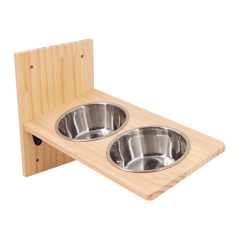 Cat wall furniture cat bowl feeding rack stainless steel double bowl dog-proof cat feeding station suitable for cats to eat