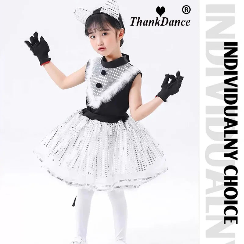Cute Cat Cosplay for Kids Cat Girl Costumes Girl and Boys Cosplay Animal Dance Costumes for Children Halloween Clothing