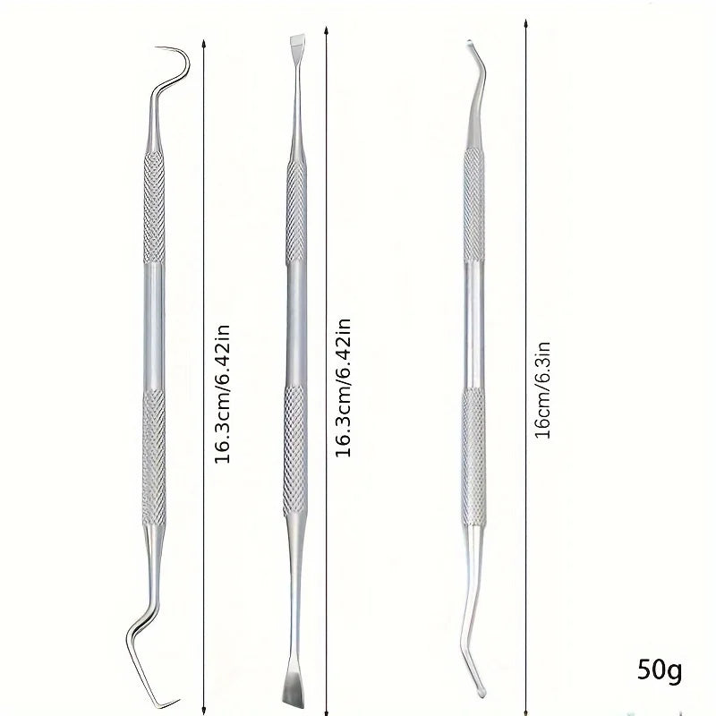 3 pcs/set of pet dental hygiene kit, dog plaque removal tool, stainless steel dental calculus remover, cat dental cleaning kit