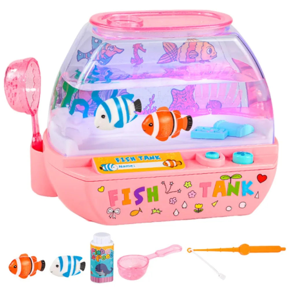 Creative Artificial Aquarium Lovely Cartoon Mini Simulation Fish Tank Funny Electric Music Interactive Aquarium Toys