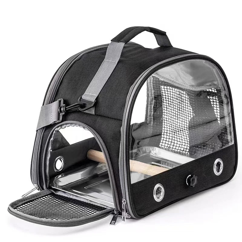Small Bird Travel Carrier Portable Parrot Parakeet with Standing Side Access Window Foldable Outdoor Carry Bird Carrier Bag