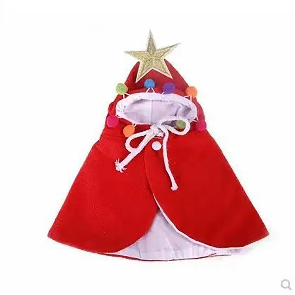 Cat Costume Dog Cape Cloak Winter Warm Plaid Pet Clothes Puppy Kitten Apparel Festival Outfit