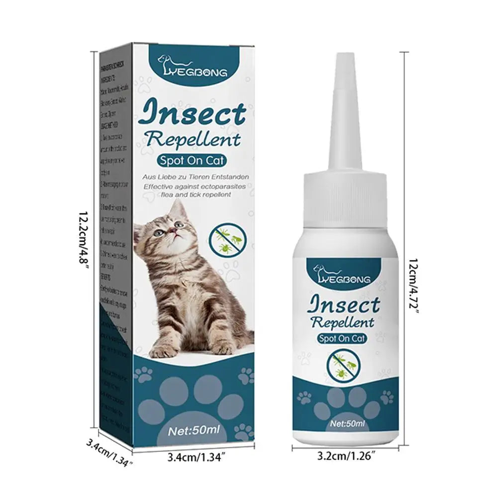 50ml Pet Flea Killer Drops Anti Fleas Cats Ticks Lice Mite Removal Relieve Itching Dogs Ringworm Treatment Pet Insect Removal