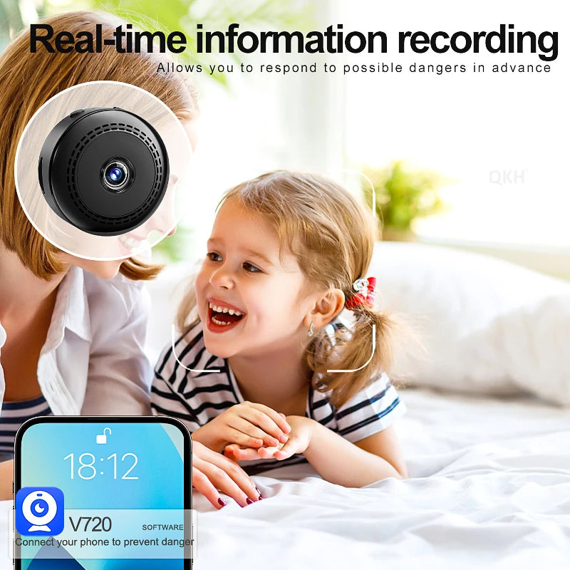 HD Wireless Mini Camera with Night Vision Wireless IP Camera Motion Detection Smart Home Security Camera Pet Dog CCTV Camera
