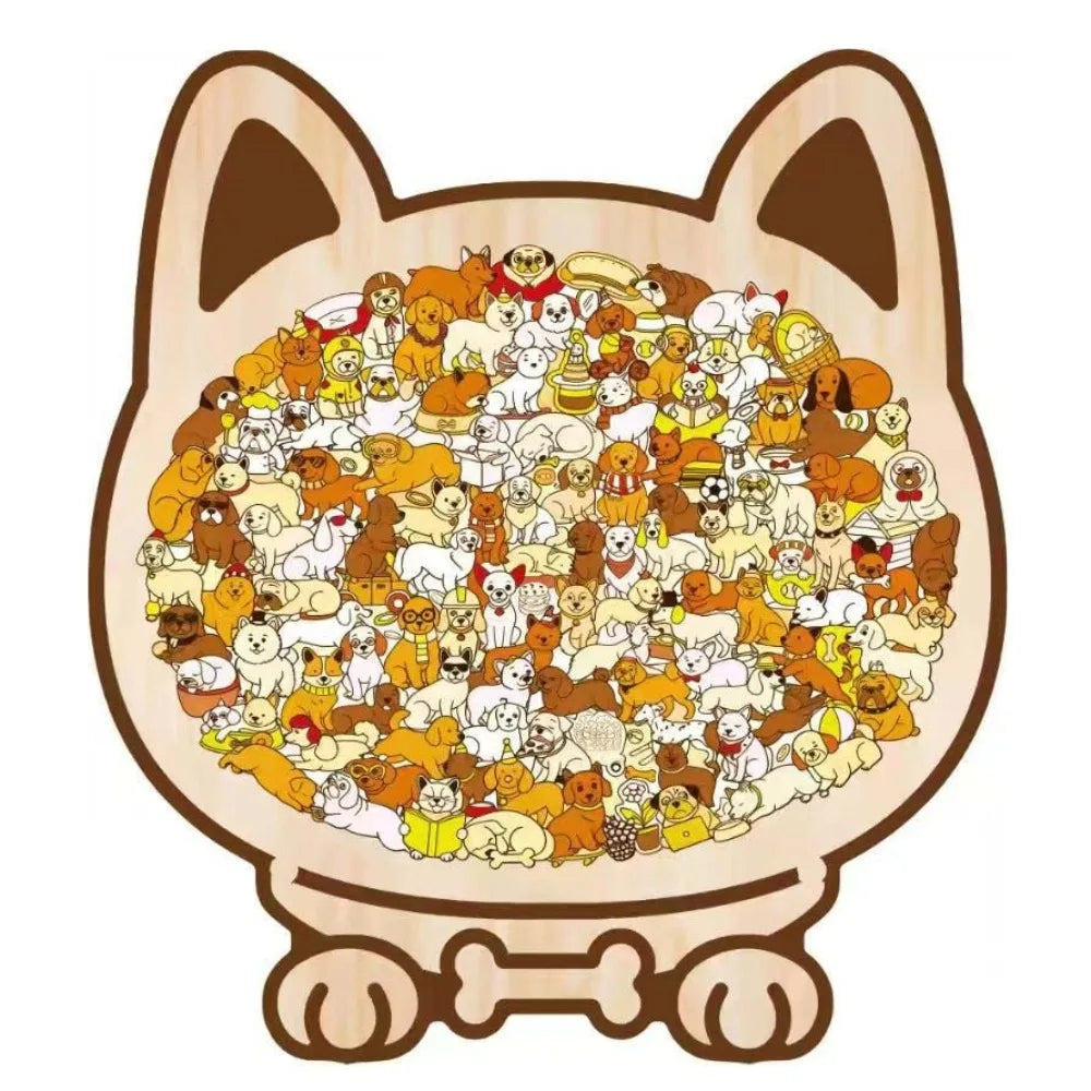 Animal Shape Dog Shaped Puzzle Thinking Training Early Education Puppies Wooden Puzzle Home Decor Jigsaw Children's Puzzle