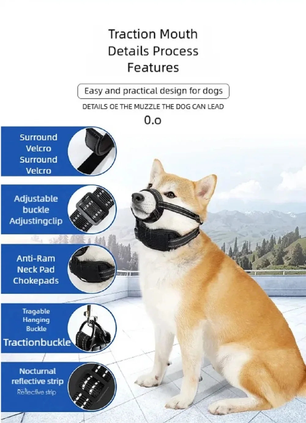 Dog Daily Necessities Bite Prevention Barking Prevention Muzzle Leash Compatible Outdoor Dog Walking Muzzle Protection Jaw Dog