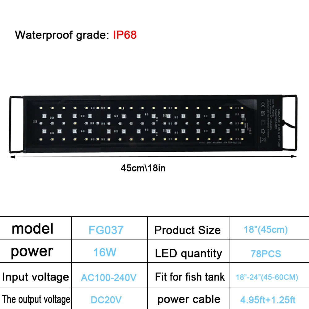 24/7 Lighting Aquarium LED Light full Spectrum Extendable Timer Adjustable Brightness Fish Tank Light Aquariums Decoration Lamp