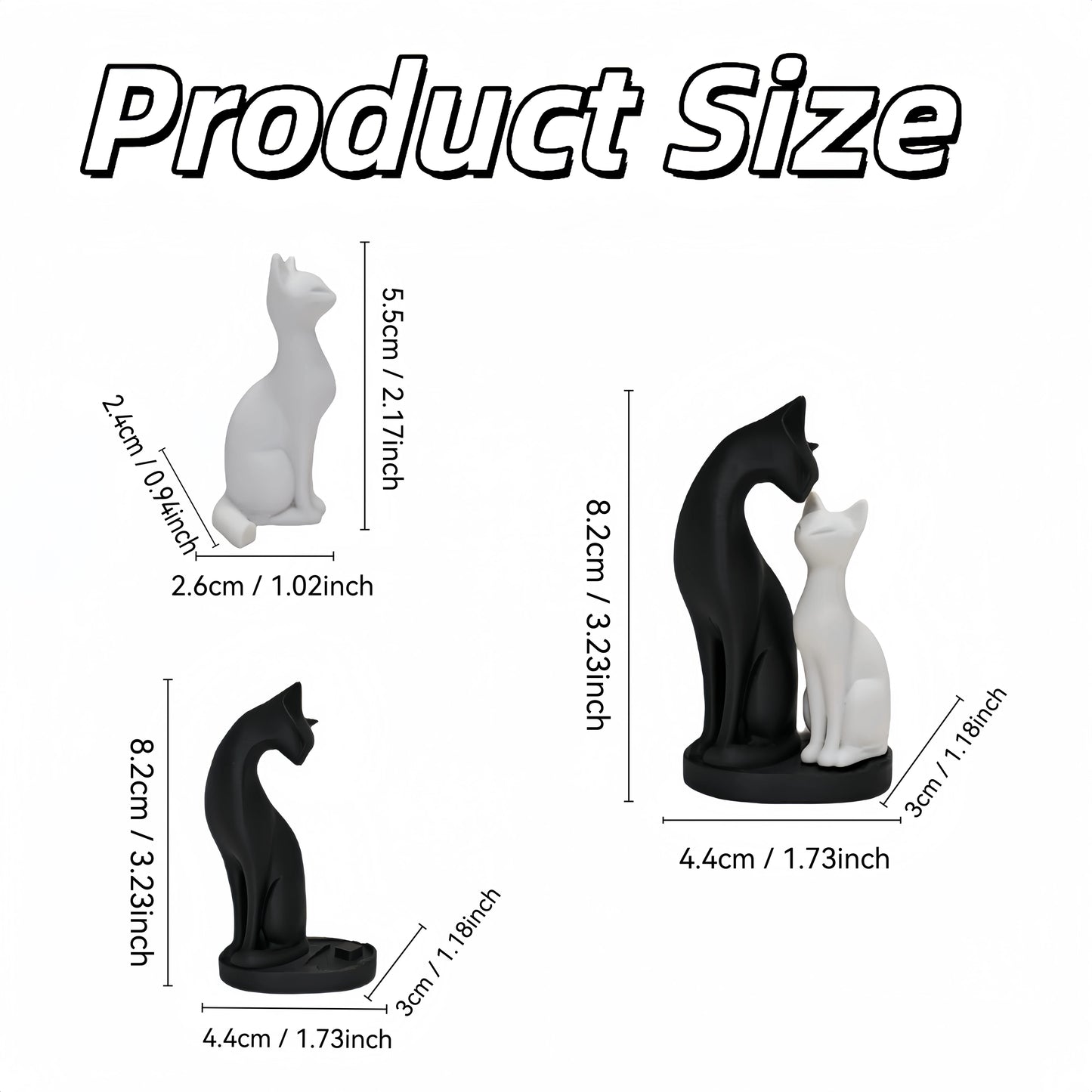 Black and white cat sculpture home decoration items are suitable for living rooms, computer desks, offices, etc