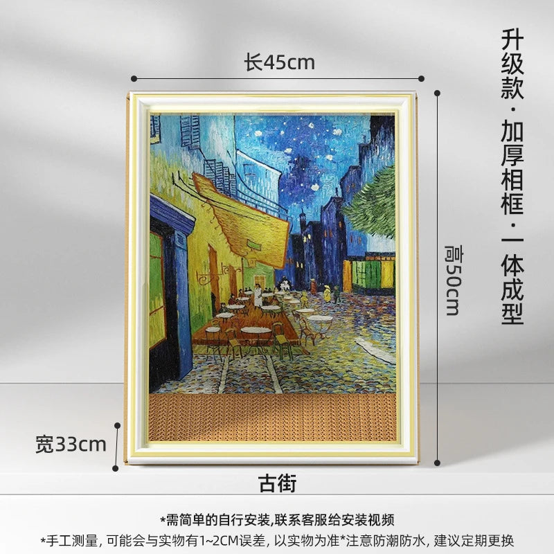 Vintage Oil Painting Cat House with Scratching Board, Multi-Functional Cat Bed & Toy for All Seasons, Retro Indoor Cat Furniture