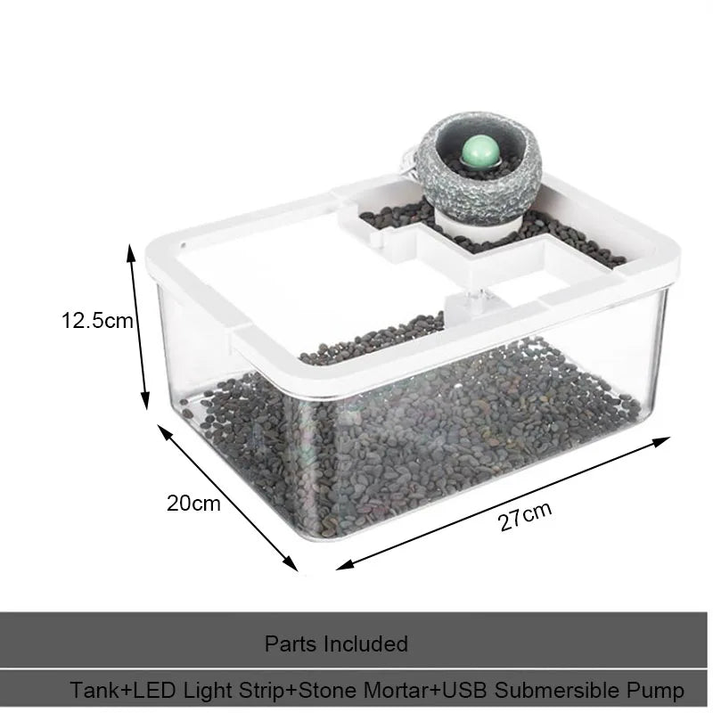 Acrylic Ecological Filter Fish Tank Silent Operation Desktop Mini Fish Tank Self Filtration Water Circulation Ancient Culture