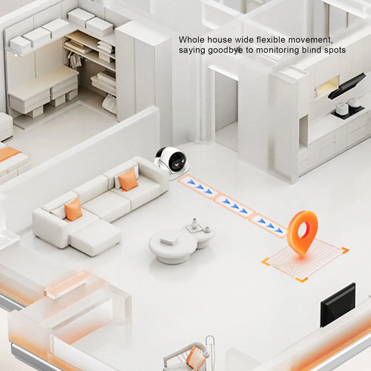 Indoor Cam Movable Pet Camera Battery Powered 2 Way Talk Motion Detection Video Recording Indoor Cam Mobile Surveillance Robot