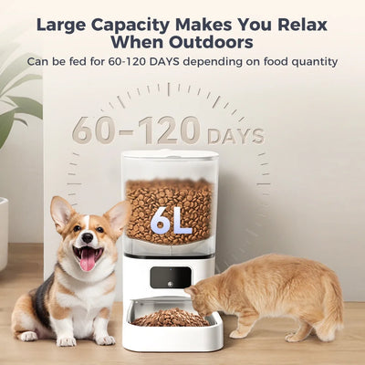 Automatic Cat Feeder,  Wifi Pet Feeder with APP Control for Cat/Dog, 6L Smart Cat Food Dispenser, Dog Feeder with Timed Feeding