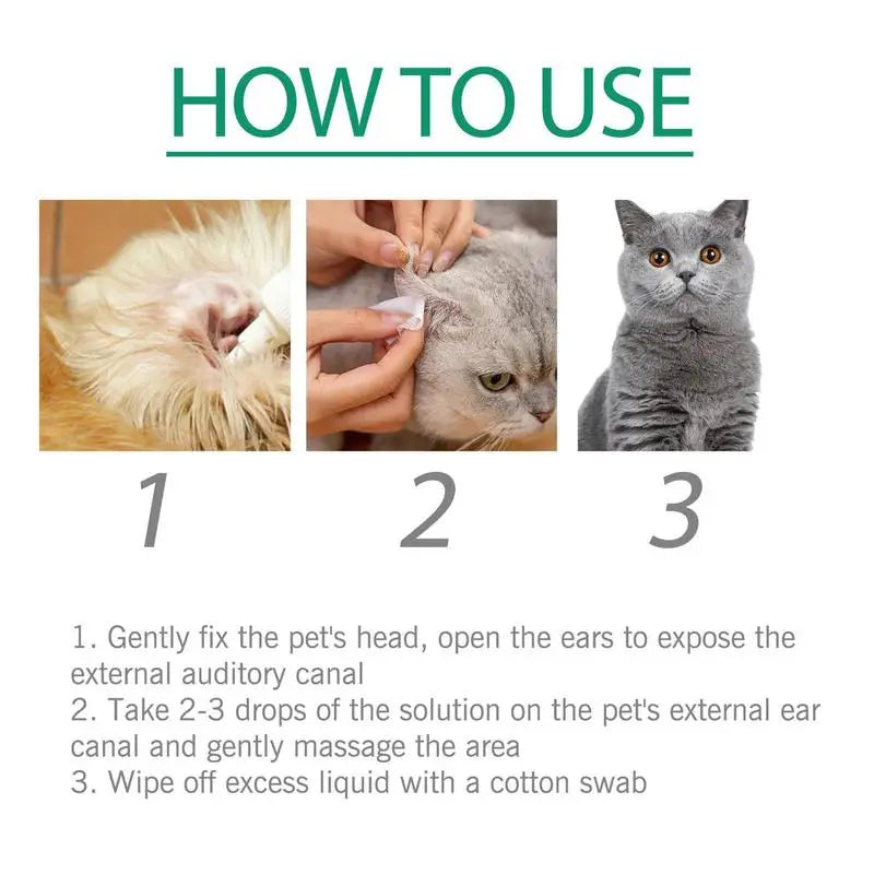 20Ml Universal Pet Ear Drops Cat and Dog Ear Cleaner for Control Yeast Mites Removes Ear Mites and Ear Wax Relieves Itching