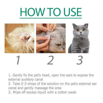 20Ml Universal Pet Ear Drops Cat and Dog Ear Cleaner for Control Yeast Mites Removes Ear Mites and Ear Wax Relieves Itching
