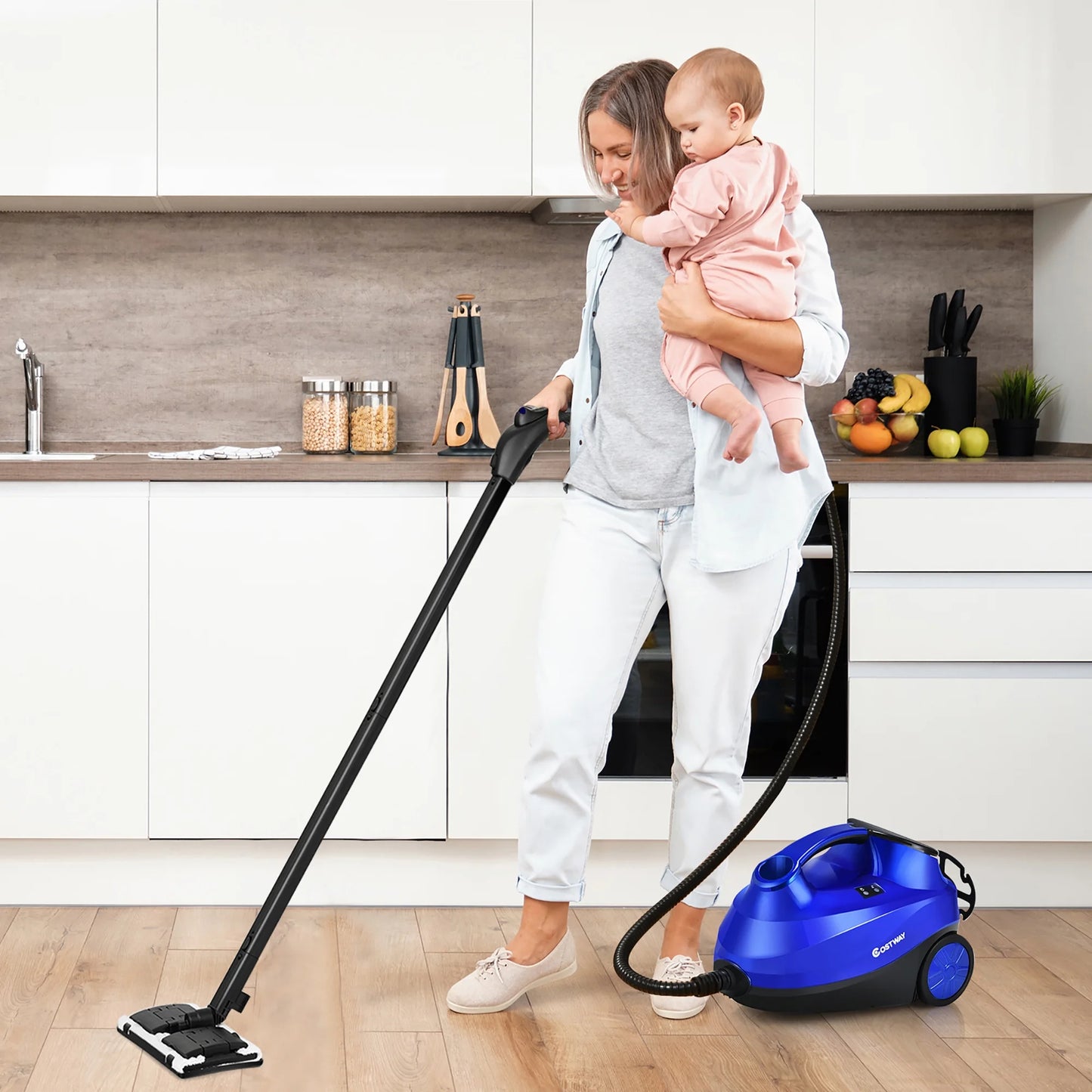 2000W Heavy Duty Steam Cleaner Mop Multi-Purpose W/19 Accessories Blue