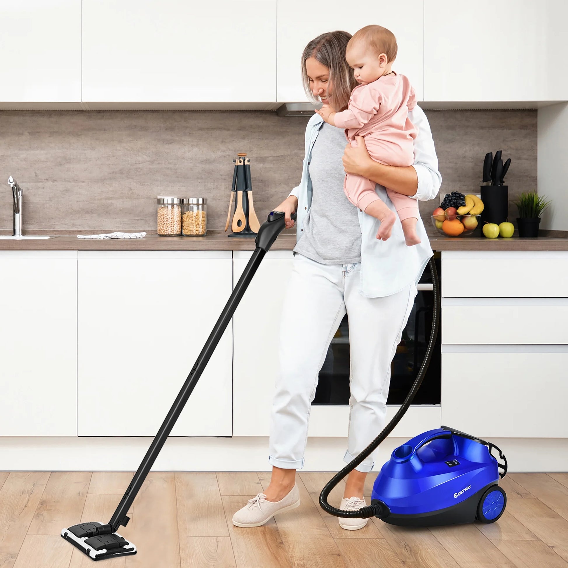 2000W Heavy Duty Steam Cleaner Mop Multi-Purpose W/19 Accessories Blue