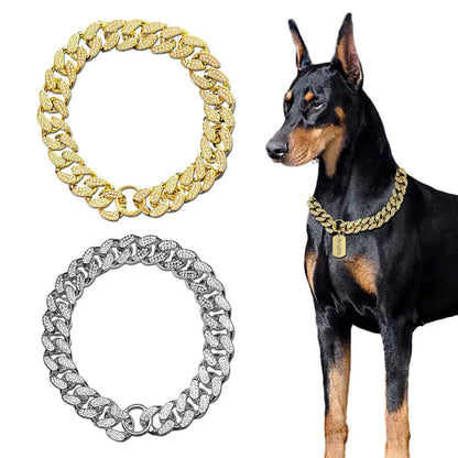 Plastics Dog Collar Chain, Diamond Inlay, Sparkle Bulldog Necklace, Cat Collars, Pet Accessories, Small, Medium, Large Dogs