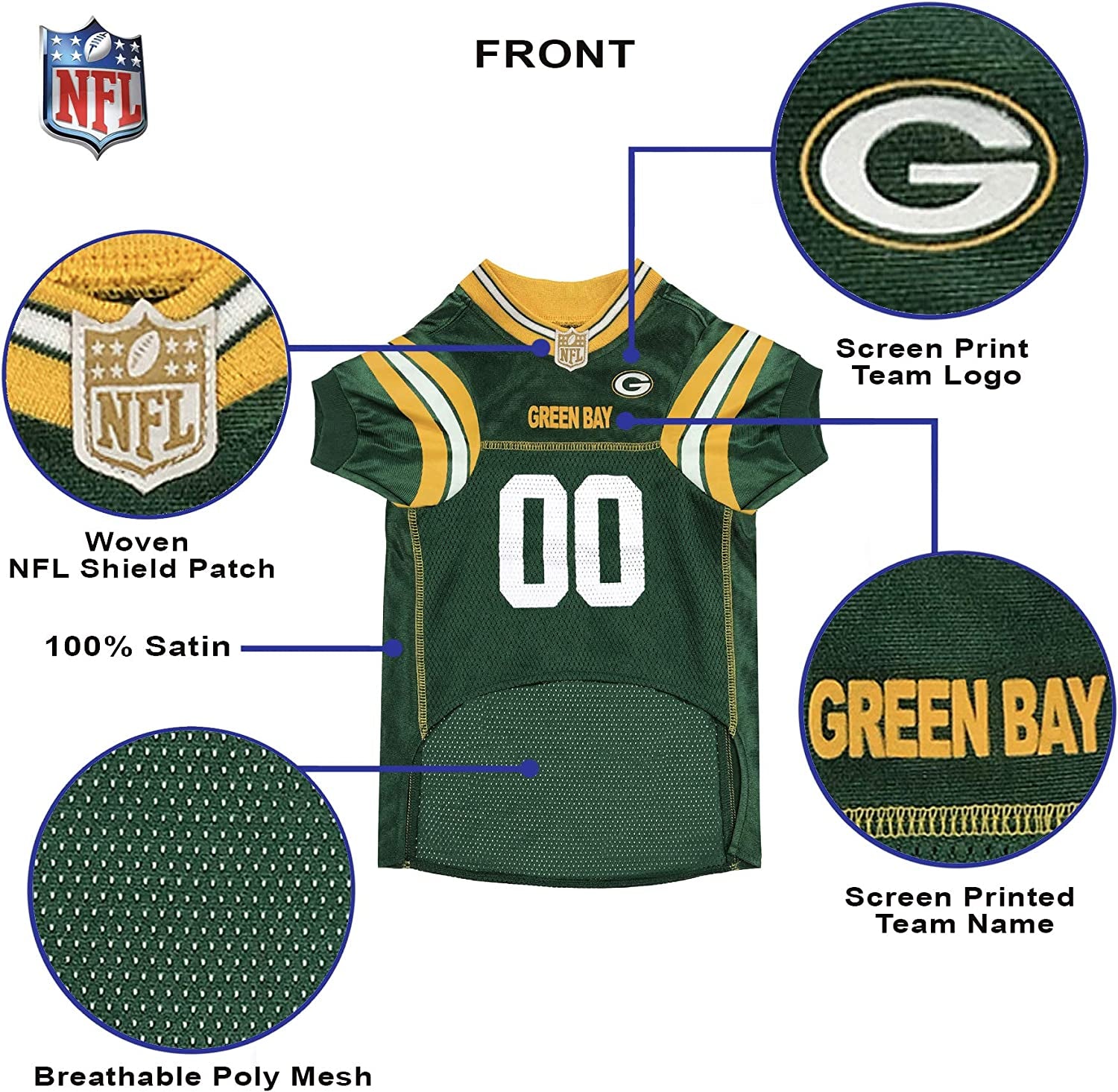NFL GREEN BAY PACKERS DOG Jersey, Small