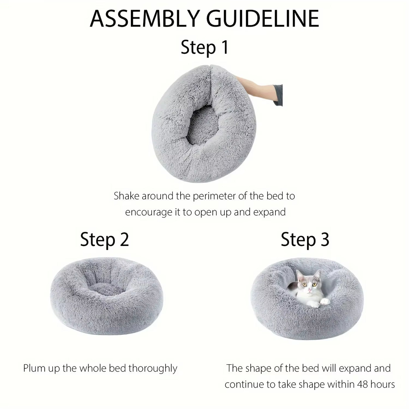 Round Pet Bed for Large,Medium and Small Dogs House Bed Soft Cats Bed Long Plush Dog House for Dogs House Winter Warm Sleeping