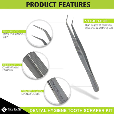 Dental Tools Oral Care Kit (5-Pack) – Stainless Steel Dental Pick, Tartar Scraper, Scaler, Tweezers, and Mouth Mirror for Personal & Pet Use