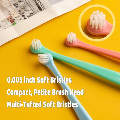 TONG Dog Cat Toothbrush Micro Head Cat Dental Care Pets Toothbrush Oral Hygiene Multi-Angle Round&Pointed Toothbrush