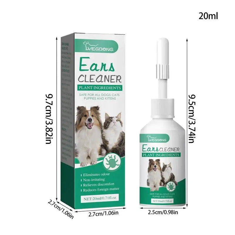 20Ml Universal Pet Ear Drops Cat and Dog Ear Cleaner for Control Yeast Mites Removes Ear Mites and Ear Wax Relieves Itching