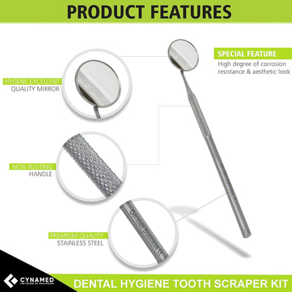 Dental Tools Oral Care Kit (5-Pack) – Stainless Steel Dental Pick, Tartar Scraper, Scaler, Tweezers, and Mouth Mirror for Personal & Pet Use