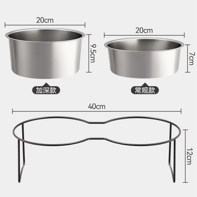 Large Stainless Steel Dog Slow Food Bowl with Thickened Stand Elevated Pets Products Supplies Feeders Accessories Tip Proof