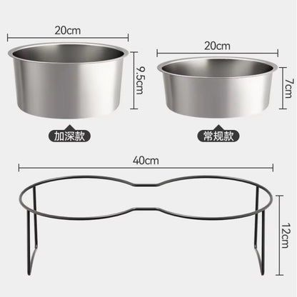 Large Stainless Steel Dog Slow Food Bowl with Thickened Stand Elevated Pets Products Supplies Feeders Accessories Tip Proof
