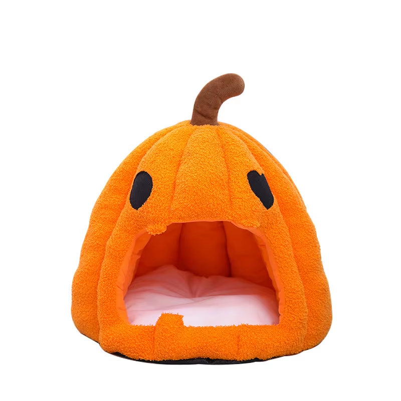 Halloween Pumpkin Cat House Autumn and Winter Warm Cat House Bed Cat and Dog House Pet Halloween Pet Mat