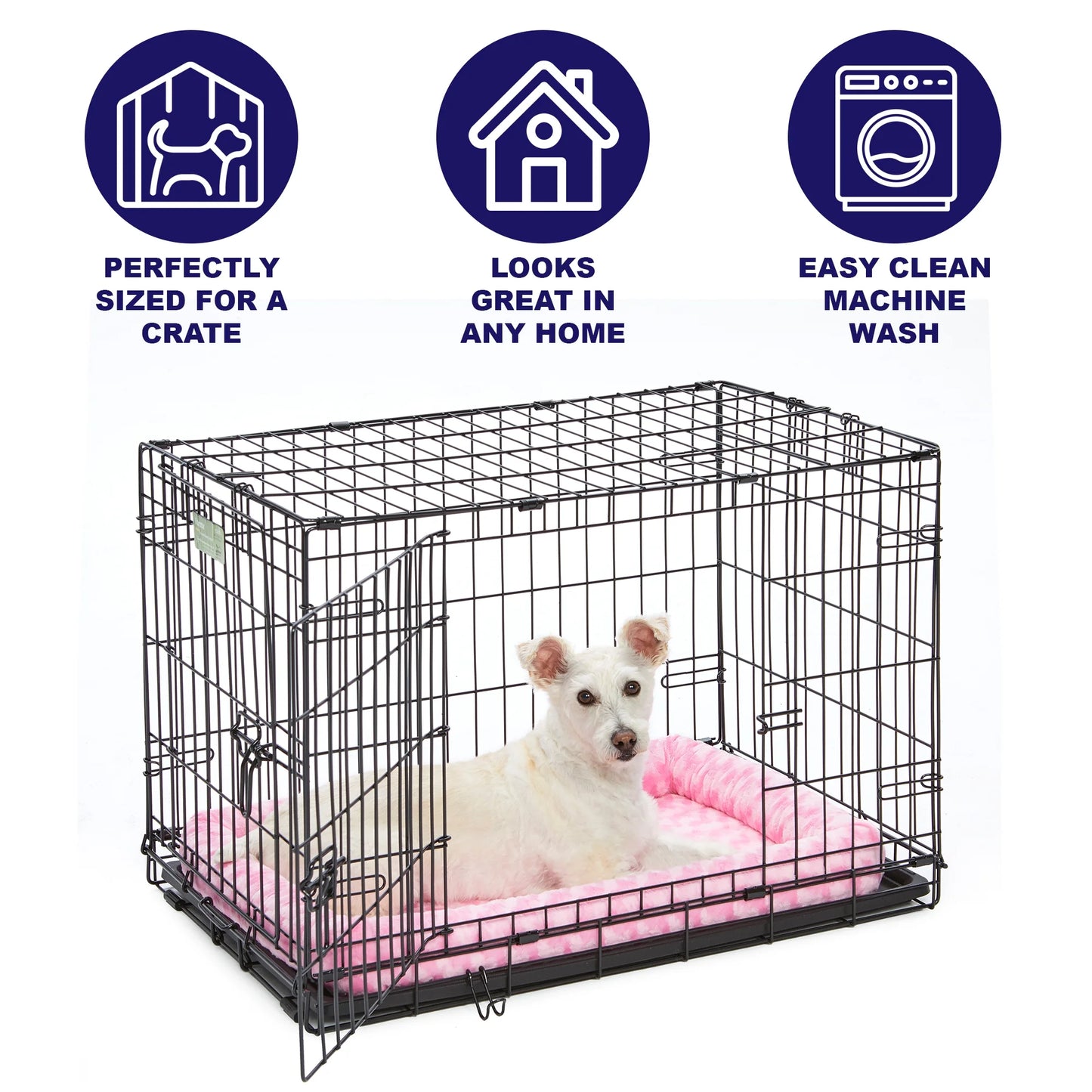 Quiettime Midwest Padded Bolster Dog Bed, Pink, 30"L X 21"W X 2.50"H