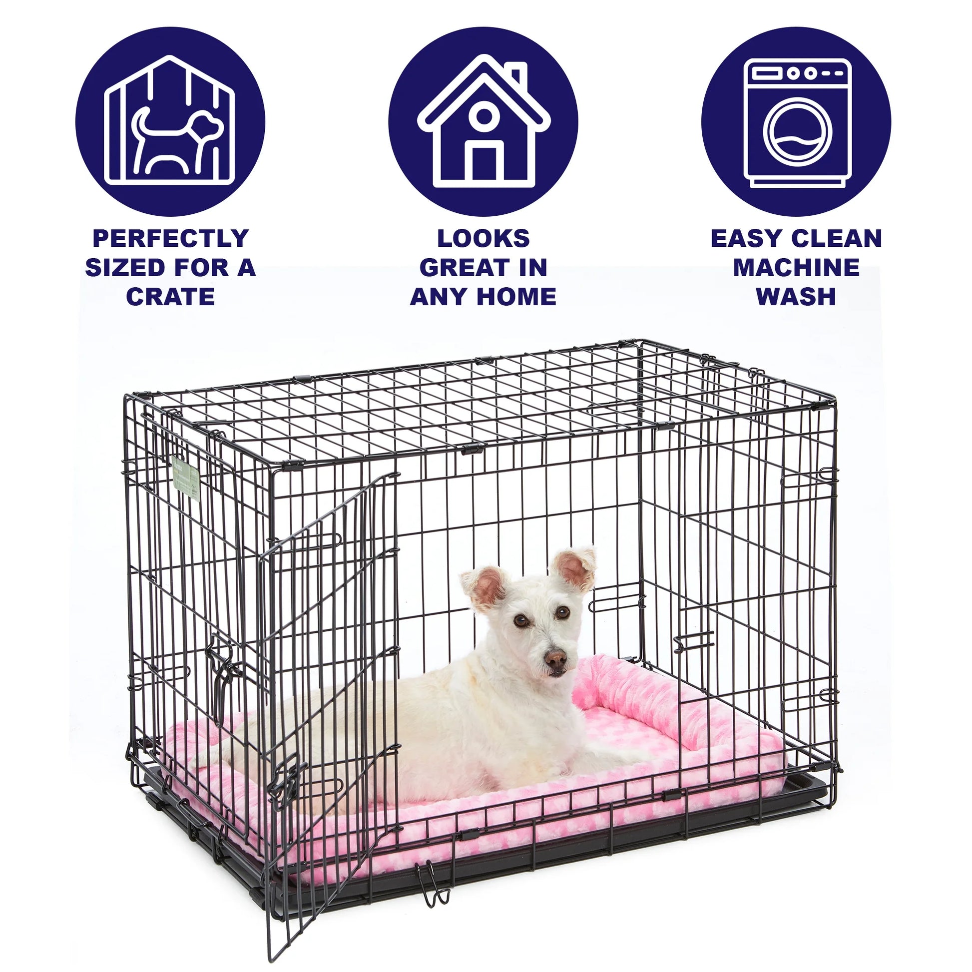 Quiettime Midwest Padded Bolster Dog Bed, Pink, 30"L X 21"W X 2.50"H