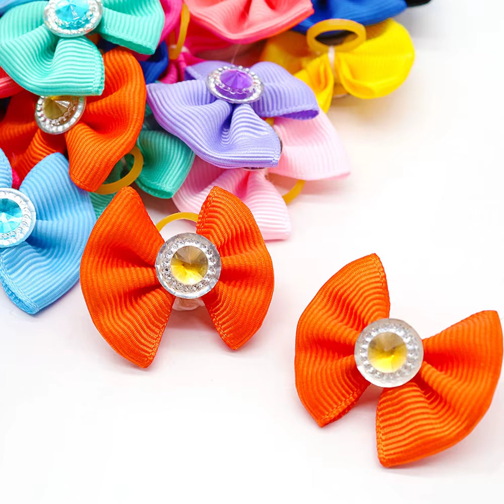 40PCS Dog Hair Bows Solid Diamond Small Dog Bows for Dogs Pets Hair Accessories Pet Dog Grooming Bows Dogs Grooming Accessories