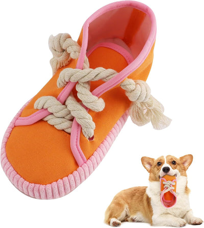 Dog Chew Toy, Dog Toys to Keep Them Busy Durable Teething Shoe Interactive Squeaky Puppy Toy,Small,Medium Breze, Machine Washable, Orange