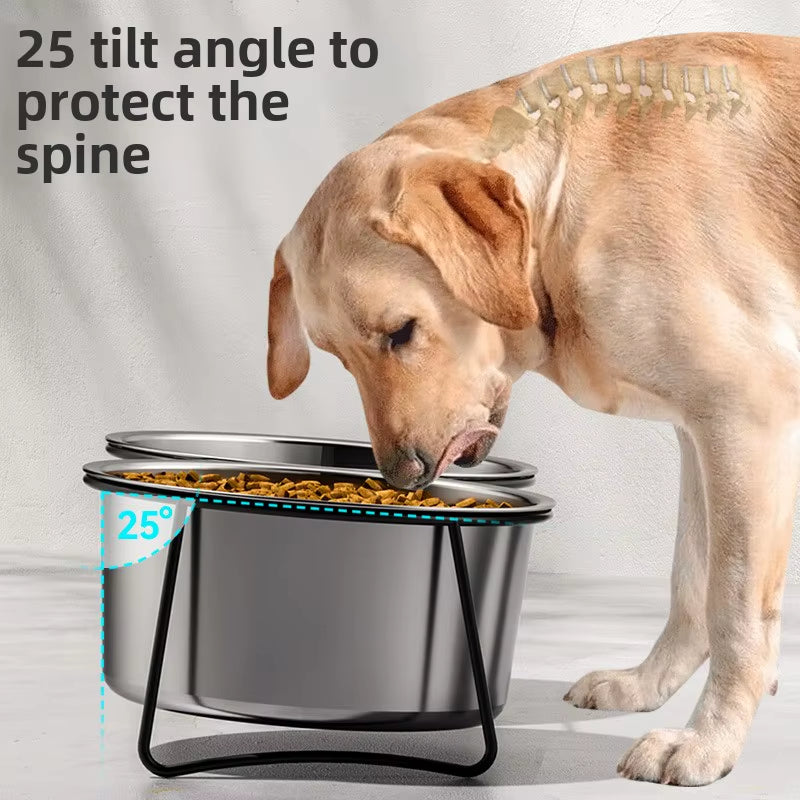 Large Stainless Steel Dog Slow Food Bowl with Thickened Stand Elevated Pets Products Supplies Feeders Accessories Tip Proof