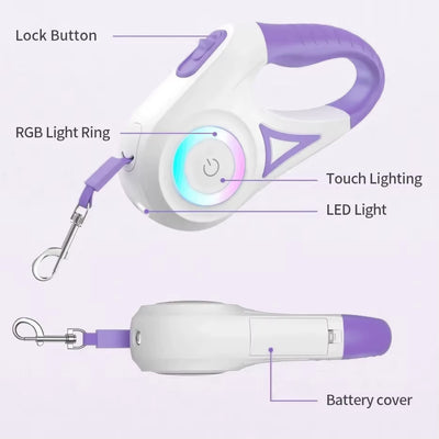 GlowPaw LED FlexiLeash – Light-Up Retractable Leash for Pets of All Sizes