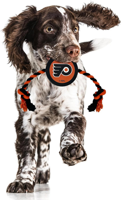 NHL Philadelphia Flyers Puck Toy for Dogs & Cats. Play Hockey with Your Pet with This Licensed Dog Tough Toy Reward!