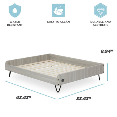 Asher Wooden Pet Bed with Mattress | Large to Extra Large Pet Bed with Mattress | Elevated Pet Bed | Greenguard Gold Certified Wooden Pet Bed