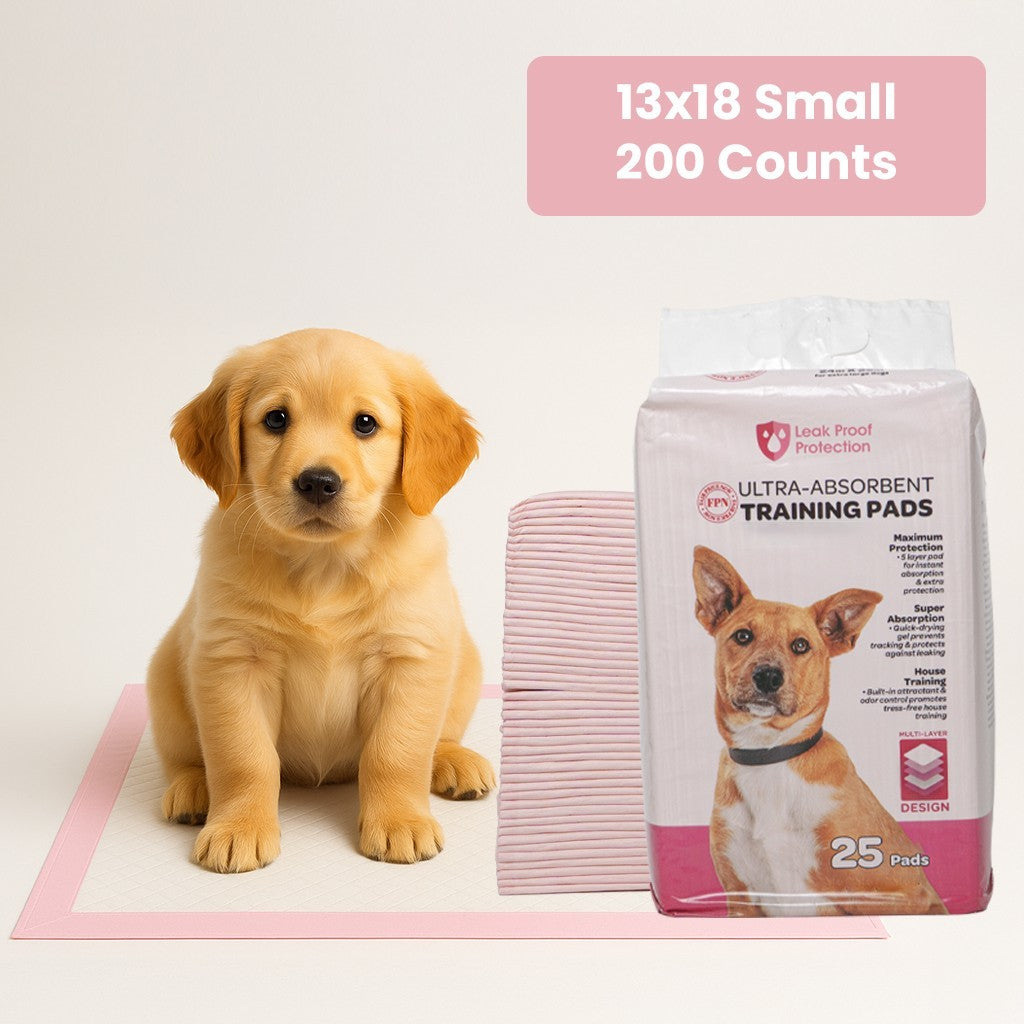 200 Puppy Pad Training Pads for Dogs Unscented Pink-Small-13X