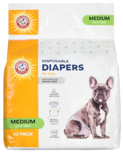 Female Dog Diapers, Medium 12 Count, Leak Proof, Ultra Absorbent with Wetness Indicator