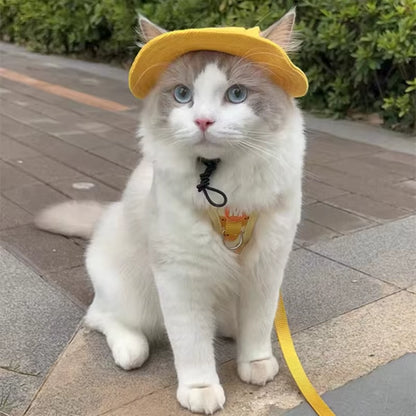 Cute Cat Dog Pets Hat with Ear Hole Dog Beach Visor Hat Sunhat for Cat Accessories Sun Cap Pet Outdoor Hat Supply for Dog Costum