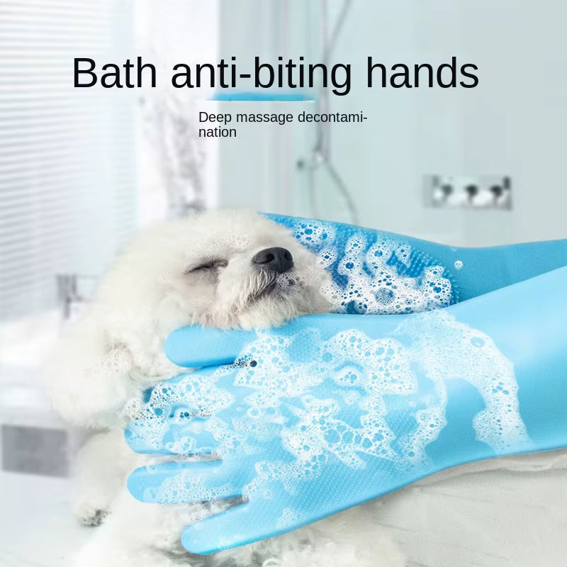 Pet Dogs Cats Shower Gloves Cat Brushes, Silicone Bath Massage Brushes Divine Tools for Dog Bathing Products Pet Accessories