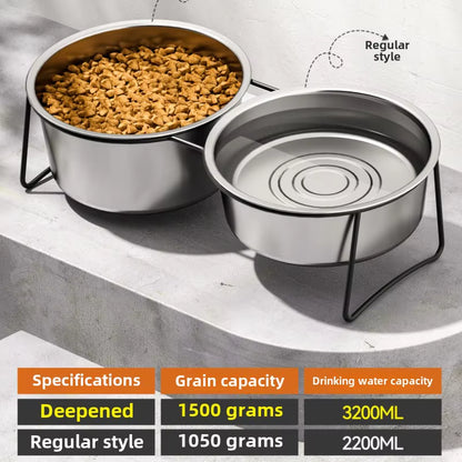 Large Stainless Steel Dog Slow Food Bowl with Thickened Stand Elevated Pets Products Supplies Feeders Accessories Tip Proof