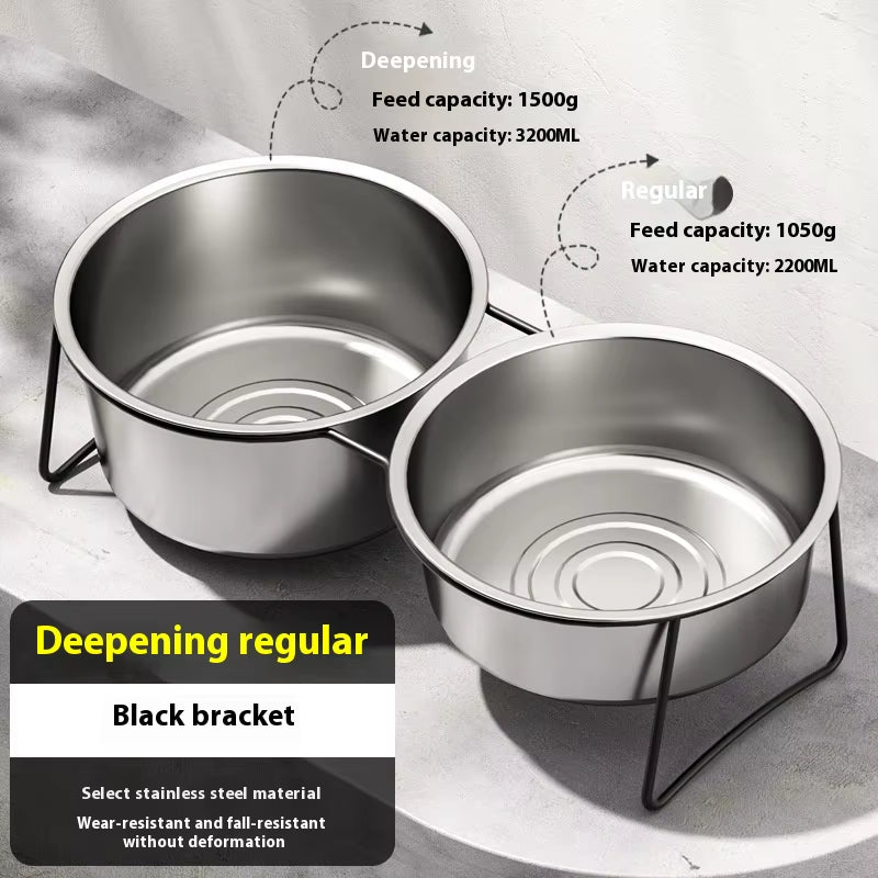Large Stainless Steel Dog Slow Food Bowl with Thickened Stand Elevated Pets Products Supplies Feeders Accessories Tip Proof