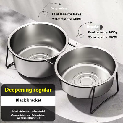 Large Stainless Steel Dog Slow Food Bowl with Thickened Stand Elevated Pets Products Supplies Feeders Accessories Tip Proof