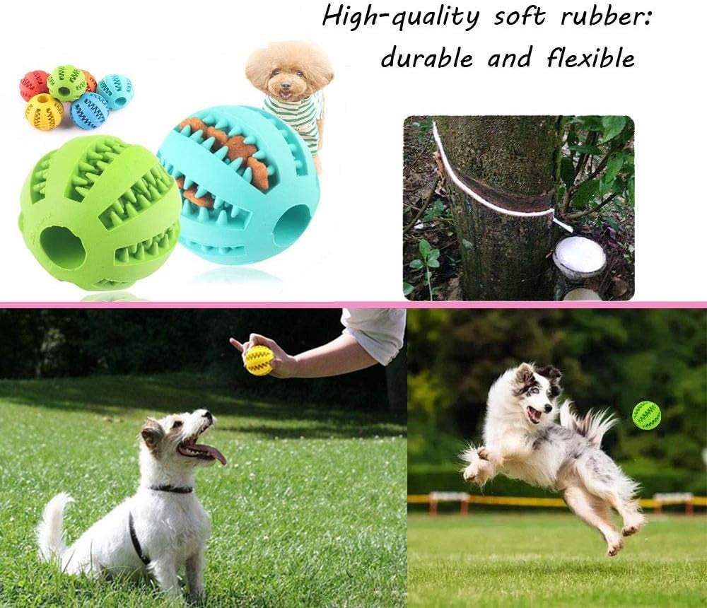 2 Pack Dog Toy Ball，Nontoxic Bite Resistant Teething Toys Balls for Small/Medium/Large Dog and Puppy Cat, Dog Pet Food Treat Feeder Chew Tooth Cleaning Ball Exercise Game IQ Training