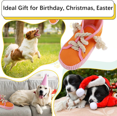 Dog Chew Toy, Dog Toys to Keep Them Busy Durable Teething Shoe Interactive Squeaky Puppy Toy,Small,Medium Breze, Machine Washable, Orange