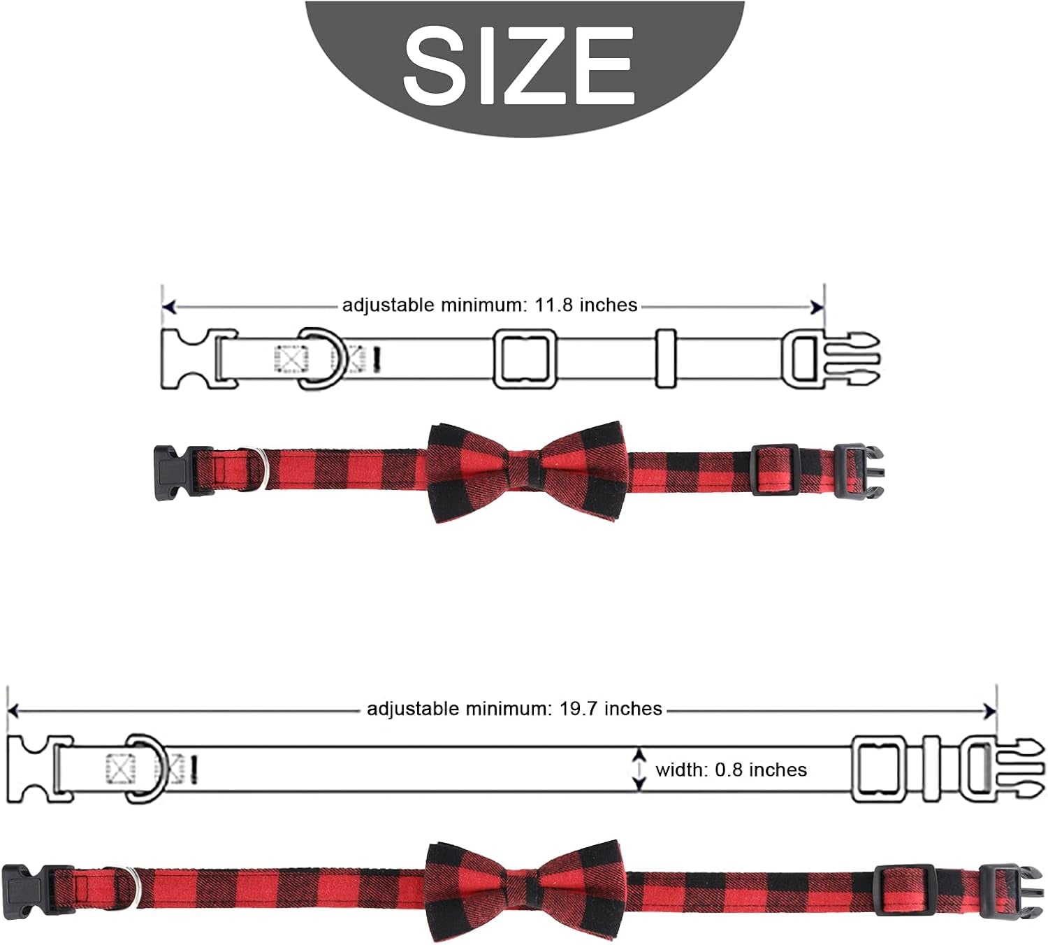 6Pcs Christmas Pet Costume Accessories Kit White Red Black Buffalo Check Plaids Dog Bandana Christmas Hat Adjustable Bow Tie Collar Pet Triangle Bib Kerchief Dog Scarf for Cat Puppy Dog, M