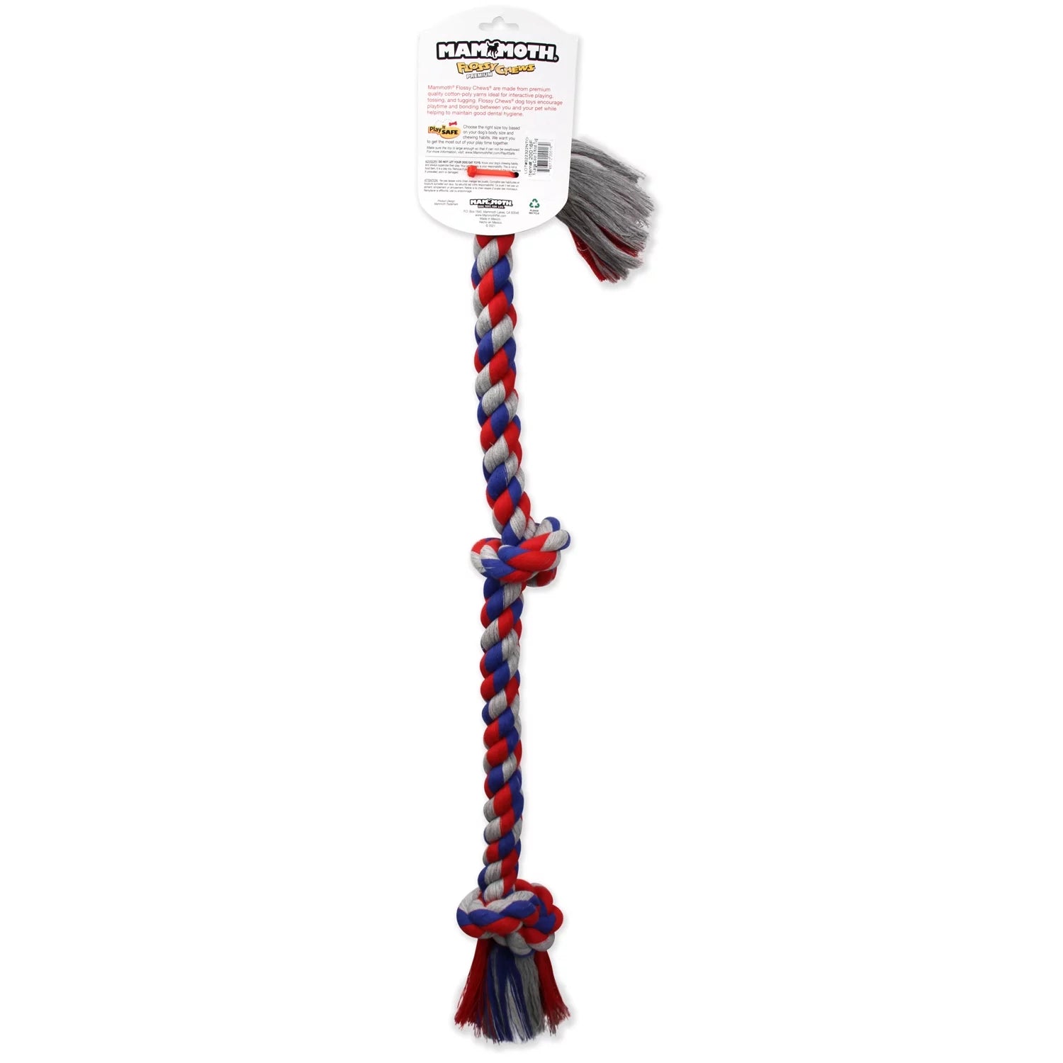 Flossy Chews Cottonblend 5 Knot Tug Rope Dog Toy Extra Large 36", Assorted Colors